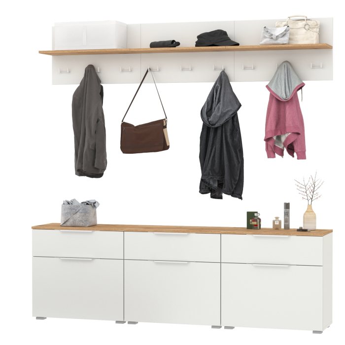 Прихожие, Набор из трёх обувниц и вешалок для оджеды с полкой Октава