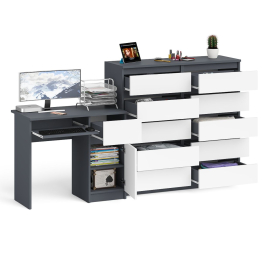 Комод большой МК1200 10-ть ящиков Мори и стол компьютерный МС-1 правый