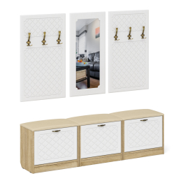 Набор мебели для прихожей из обувниц зеркала и вешалок П-6 № 03 МДФ фрезеровка ромб