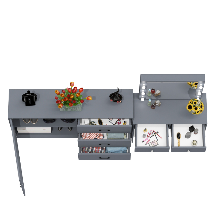 Туалетные столики, Косметический столик с лампочками СТ-5 и комод-тумба 122-1504