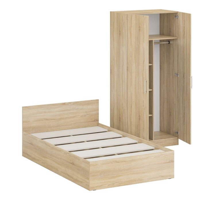 Спальные гарнитуры, Кровать односпальная 1200 со шкафом для одежды 2-х створчатым Стандарт
