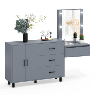 С зеркалом, Стол косметический навесной с подсветкой и тумба-комод 123-1204.