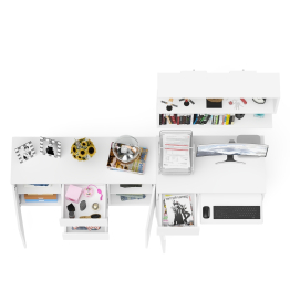 Стол компьютерный Мори МС-1 левый с верхней полкой и комодом с дверками и ящиками