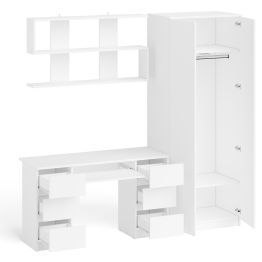 Платяной шкаф две двери Мори МШ800.1 с компьютерным столом и полкой навесной