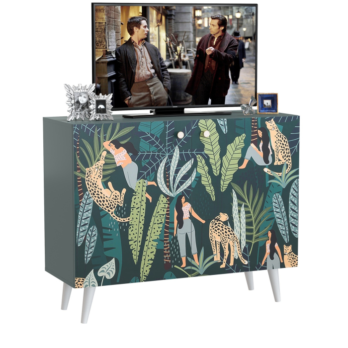 Комоды, Комод-тумба Либера 16.230.01, фасады с рисунком Тропический лес  