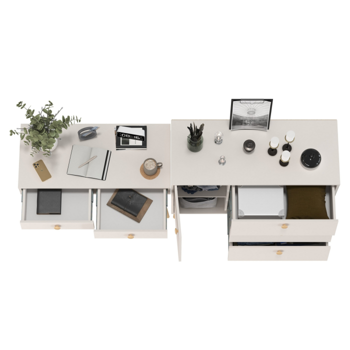 Туалетные столики, Туалетный стол с ящиками Афина и комод с дверкой и тремя ящиками