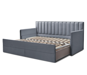 Кровать с  дополнительным спальным местом  и боковинами Порше, микровелюр