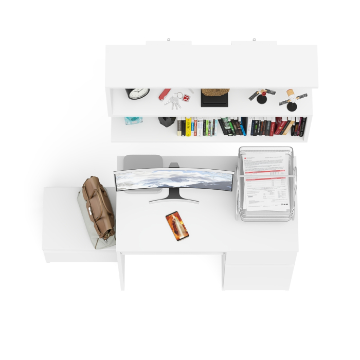 Прямые компьютерные столы, Стол компьютерный МС-1 правый с тумбой 400 и полкой Мори