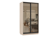 Шкафы-купе 2-х дверные, Шкаф-купе Премьер 02 (01ЗБ;01ЗБ) фасады зеркало бронза/двухдверный/Профиль чёрный муар