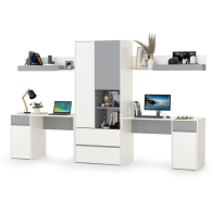 Для девочек, Столы компьютерные Торонто № 18 для двоих детей с полками и шкафом