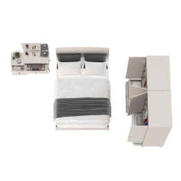 Два двухдверных шкафа Афина с туалетным столиком и кроватью 1400