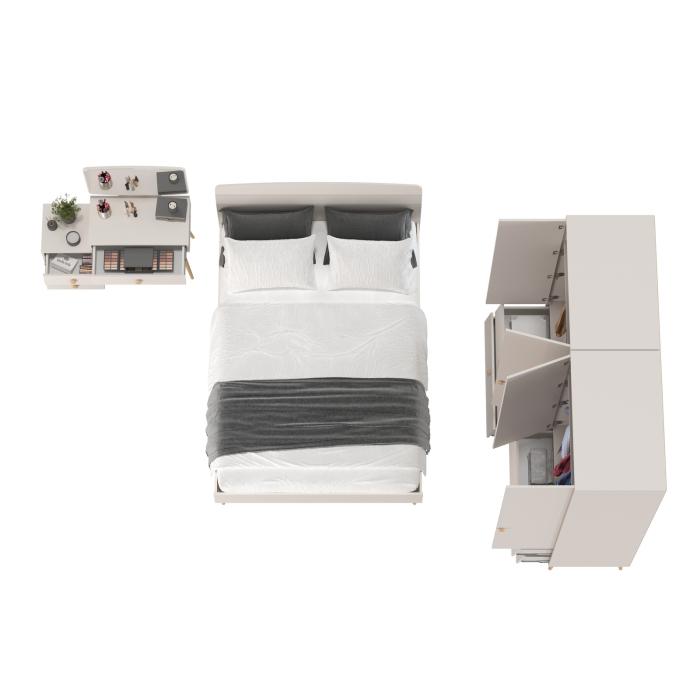 Спальные гарнитуры, Два двухдверных шкафа Афина с туалетным столиком и кроватью 1400