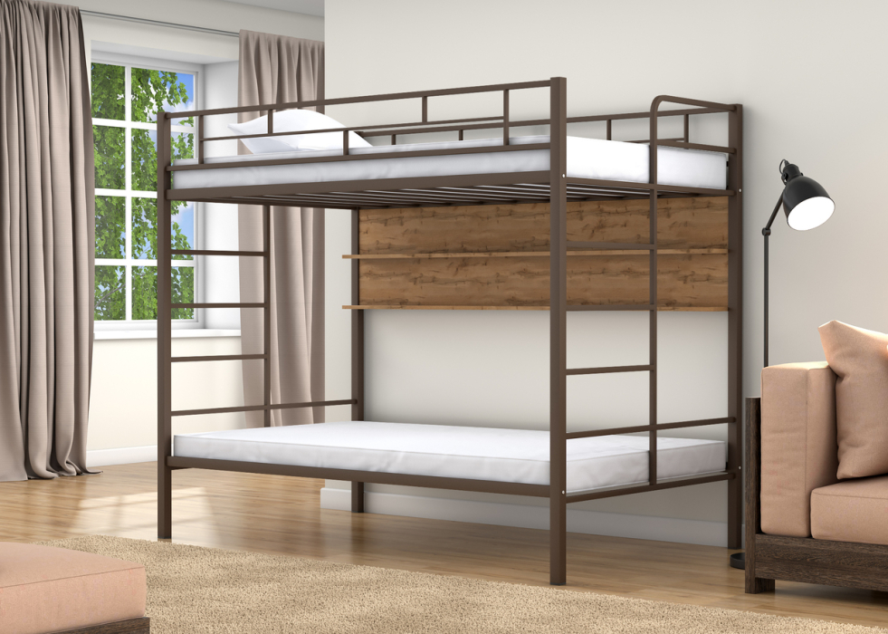 Для подростков, Двухъярусная кровать Валенсия 120 Твист полка дуб ватан