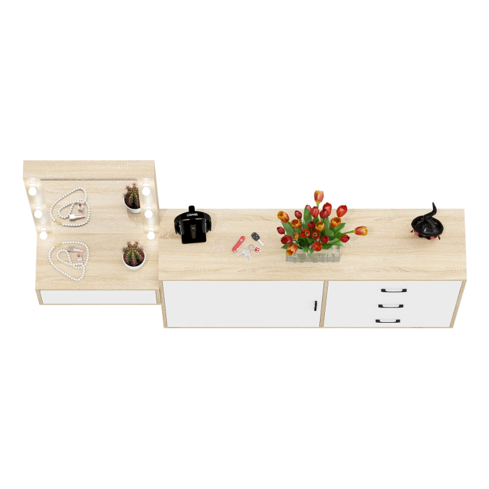 Туалетные столики, Стол косметический навесной с подсветкой и комод 122-1504