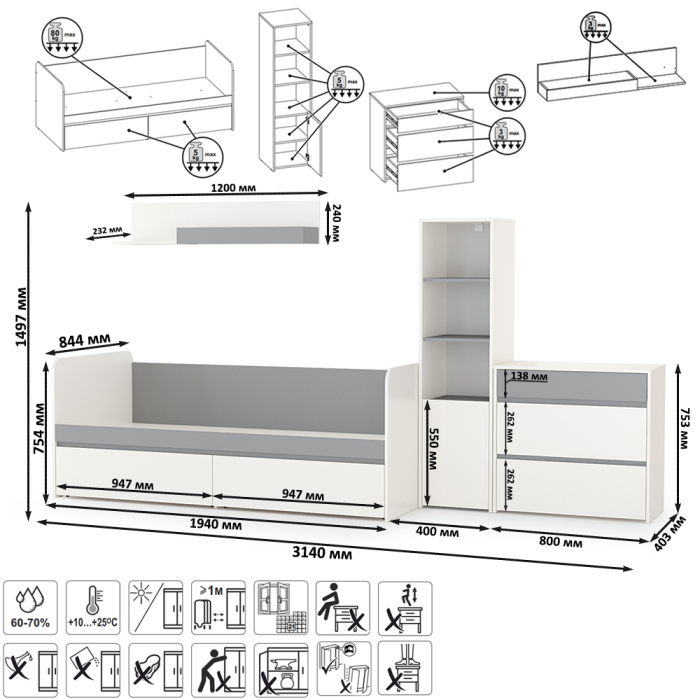 Для девочек, Мебель для детской Торонто № 22