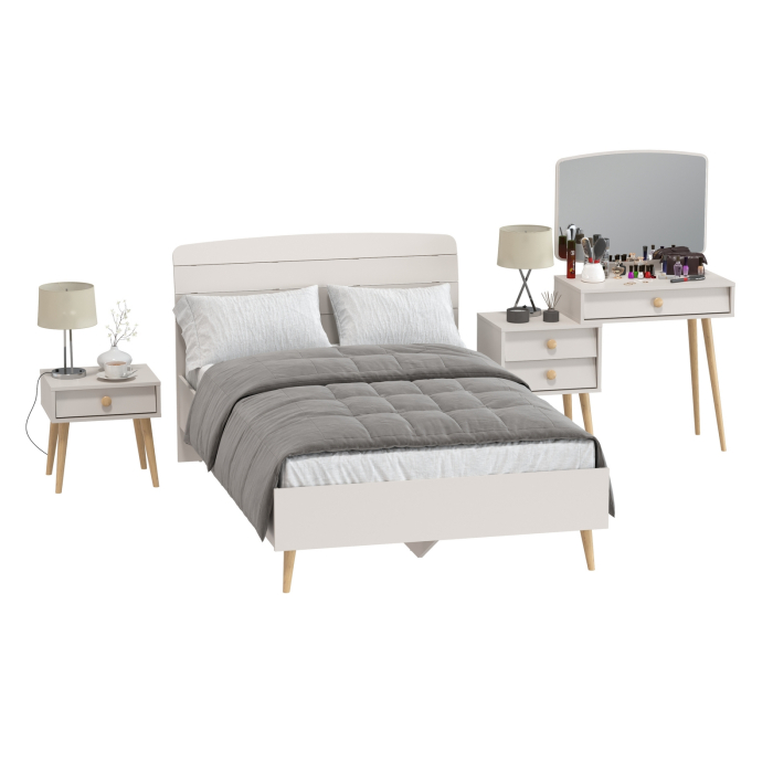 Спальные гарнитуры, Спальный гарнитур Афина с туалетным столиком и прикроватной тумбочкой