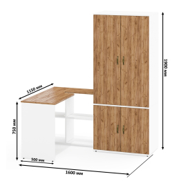 Шкаф для одежды глубокий с дверками и компьютерный стол Лидер-8