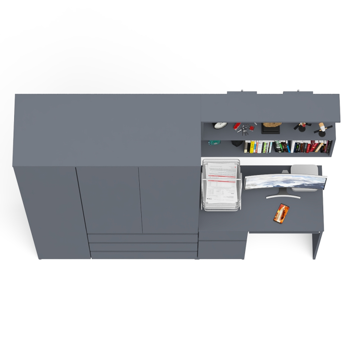 Домашние кабинеты, Широкий шкаф-комод Мори МШ1200.1 с письменным столом МС-1 левый и полкой на 900