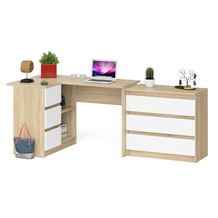 Домашние кабинеты, Компьютерный стол МС-16 левый с комодом на 800 3 ящика Мори