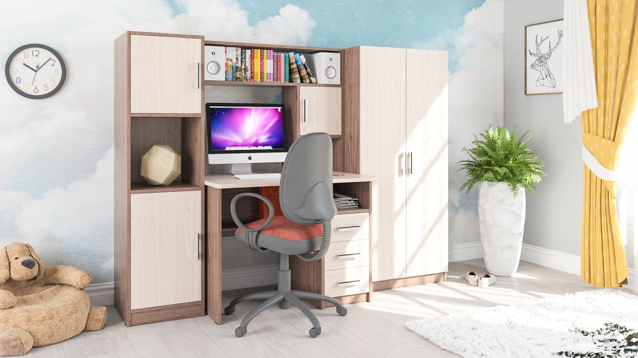 Домашние кабинеты, Компьютерный стол с пеналом и шкафом МД-СК-9