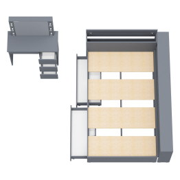 Кровать с прикроватным блоком с ящиками Ксения 1200 и туалетный столик с подсветкой Сура