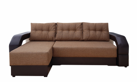 Диван угловой Манчестер 160 с подсветкой, правый, рогожка/экокожа