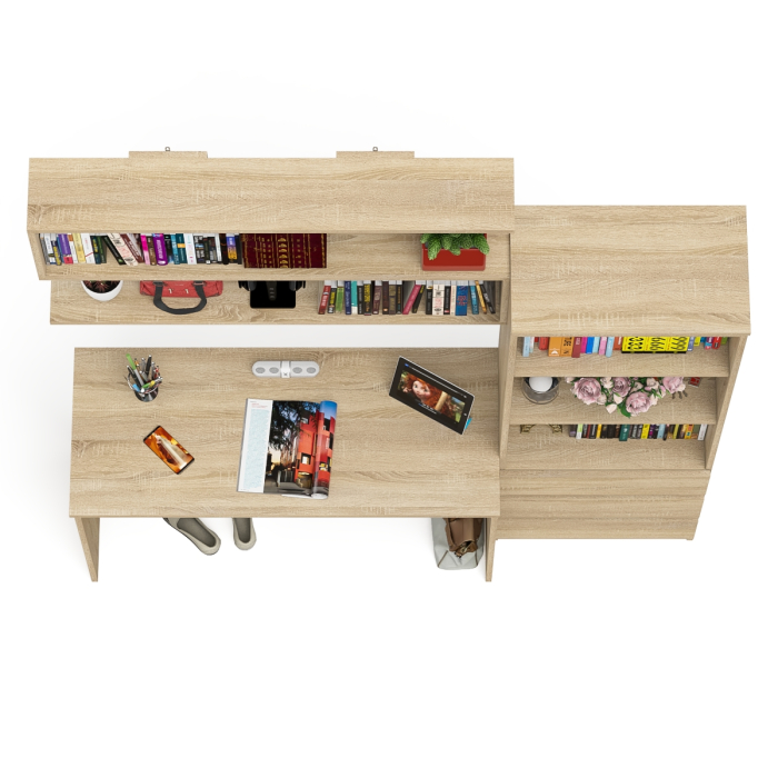 Прямые компьютерные столы, Стеллаж-комод Мори с письменным столом на 1200 и навесной полкой на 1200