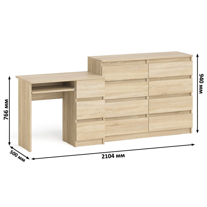 Компьютерные столы, Комод Мори МК1200 8-мь ящиков со столом компьютерным МС-6 правым