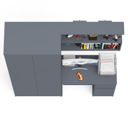 Компьютерный стол однотумбовый правый с ящиком и верхней полкой и платяной шкаф Мори МШ8001