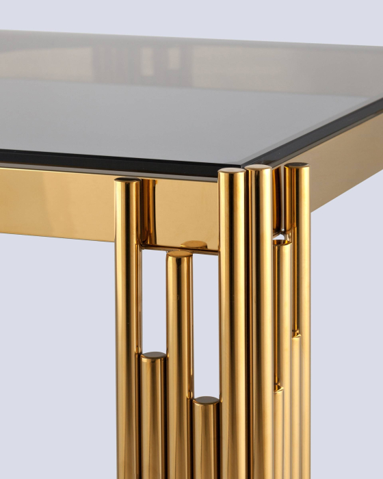 Журнальные столики, Журнальный столик ГЭТСБИ 55х55 (Стекло smoke/Сталь золото)