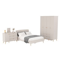 Спальные гарнитуры, Шкаф-комод 4-х дверный с кроватью 1400 Афина и комодом с дверкой