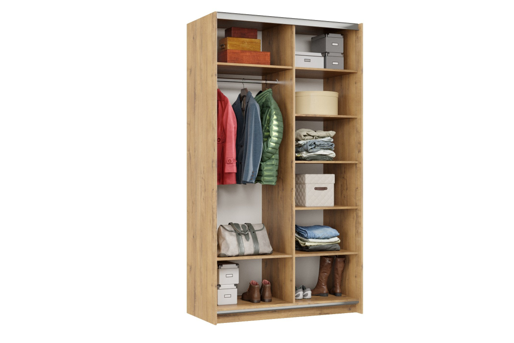 Шкафы-купе 2-х дверные, Шкаф-купе Smart 1222 2х дверный (фасады ЛДСП,зеркало) профиль серебро