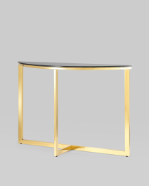 Консоль АЛЬБА 115х30 (Стекло черное/Сталь золото)