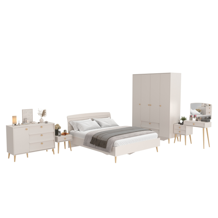 Спальные гарнитуры, Спальный гарнитур Афина в цвете кашемир серый с кроватью на 1600 двуспальной