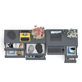 Комод Мори МК-1200 6 ящиков и компьютерный стол МС-6 три ящика справа