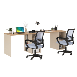 Набор для работы и учёбы из двух столов письменных Лайт 12.163 и двух серых кресел