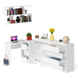 Тумба-комод МК1600.1 Мори с навесной книжной полкой и угловой компьютерный стол МС-16 правый