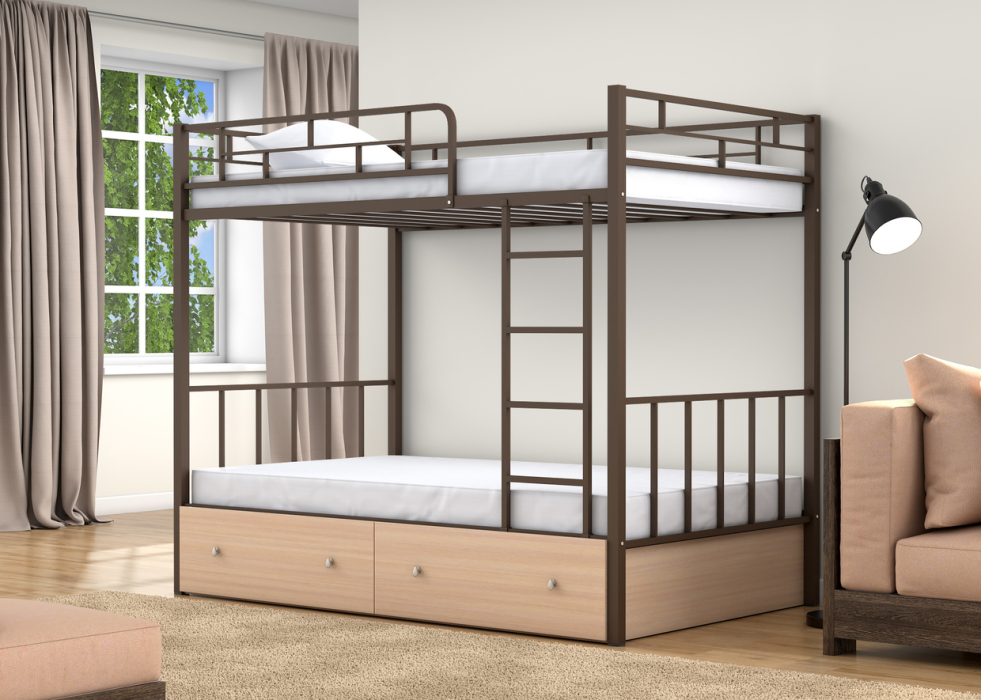 Для подростков, Двухъярусная кровать Валенсия 120 ящики дуб молочный