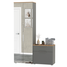 Шкаф для одежды с зеркальными дверками и обувница Октава.