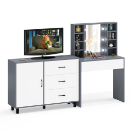 Туалетный столик с подсветкой 115 и комод с дверкой и 3-мя ящиками 122-1204