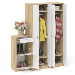 Тумба для обуви две секции и два шкафа в прихожую П-6 № 13 МДФ фрезеровка прованс