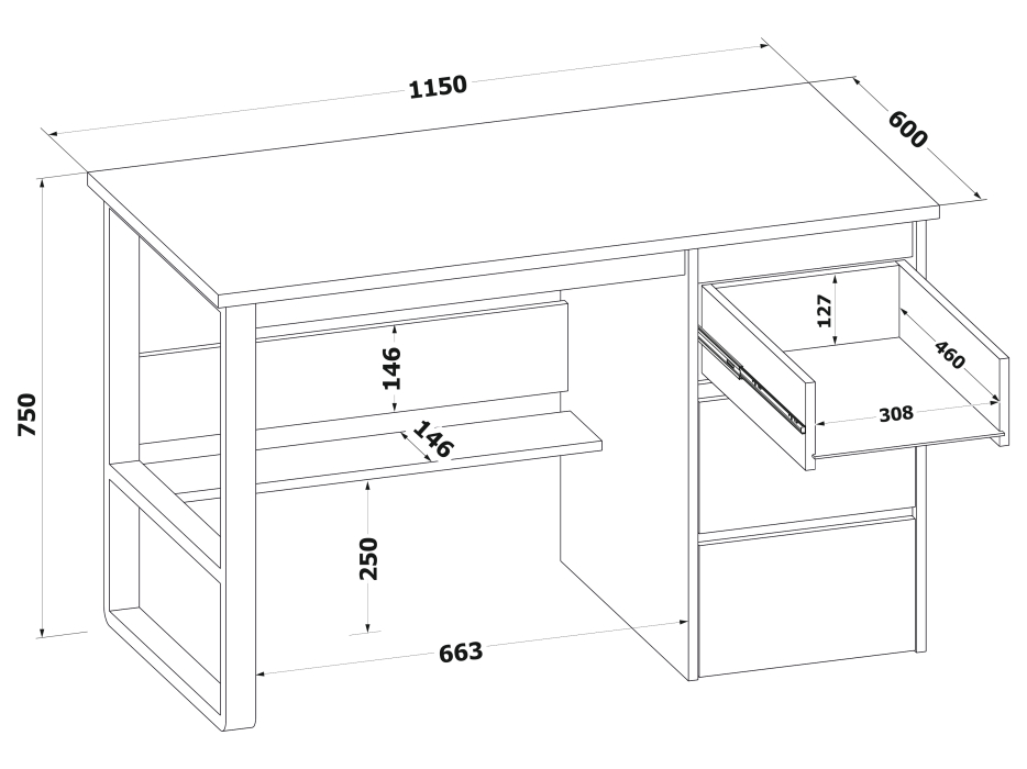 Прямые компьютерные столы, Стол письменный Сокол СПМ-211