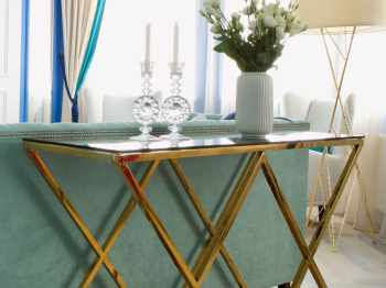 Консоль STOOL GROUP ИНСИГНИЯ 120х40 (Стекло Smoke/золотой)