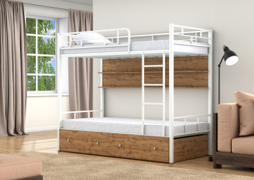 Двухъярусная кровать Валенсия ящики полка дуб ватан