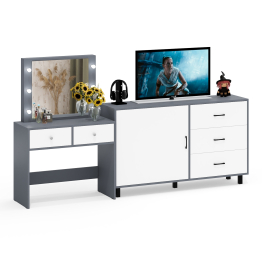 Косметический столик с лампочками СТ-5 и комод-тумба 122-1504