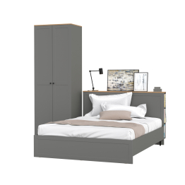 Кровать со спальным местом 1600х2000 с ортопедическим основанием Остин и шкаф для одежды