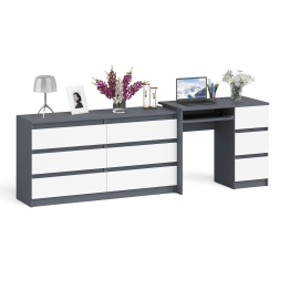 Комод 1380 6-ть ящиков Мори с однотумбовым столом компьютерным МС-6 правым