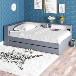 Ксения 1200 кровать с ящиками, ящиком для белья и прикроватным блоком для вещей