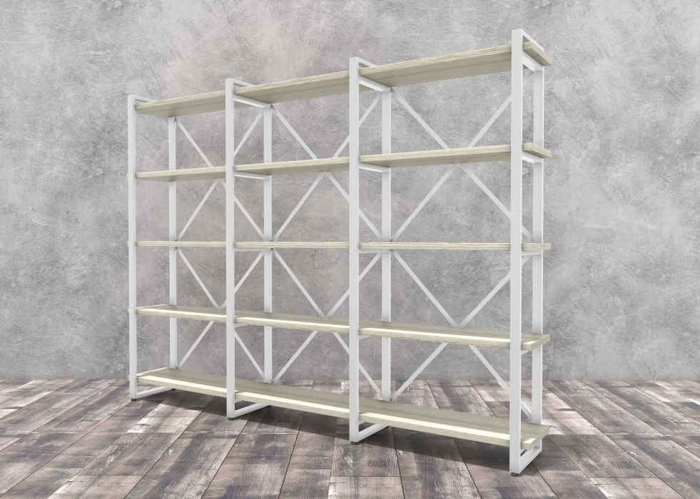 Стеллажи, Стеллаж Айсберг Лофт 240х182-4 белый