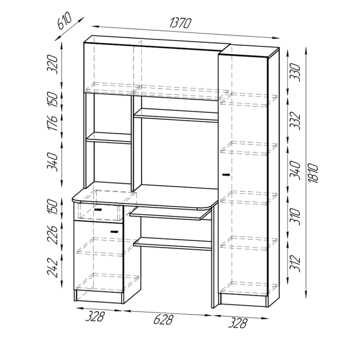 Прямые компьютерные столы, Комплект из компьютерного кресла и компьютерного стола Aльфа кресло серое